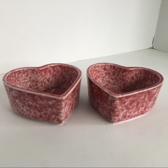 Coche Stoneware Heart Ramekins Pink White Spatter Portugal 2 Ceramic bakeware - Picture 7 of 15